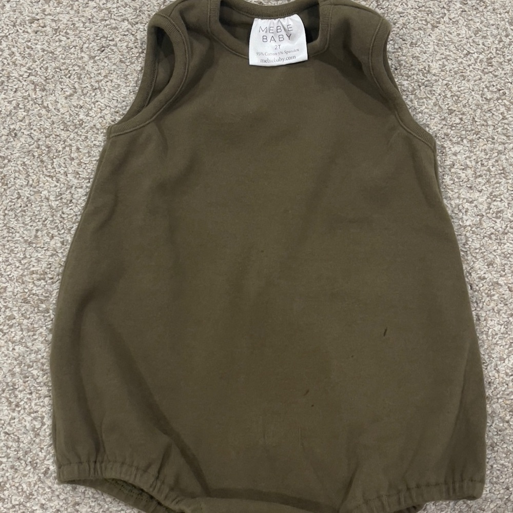 Olive Green Sleeveless Baby Romper